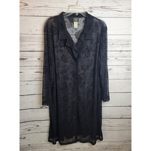 Teddi Evening Sheer Jacket Black Floral Sparkle Long Sleeve Women's Size 22W